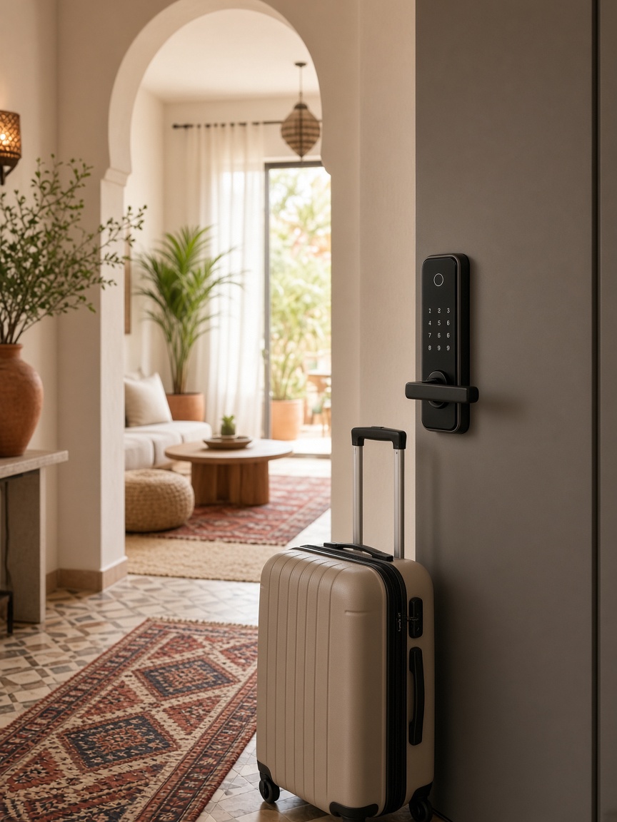 Entrée d’appartement en location avec serrure à code